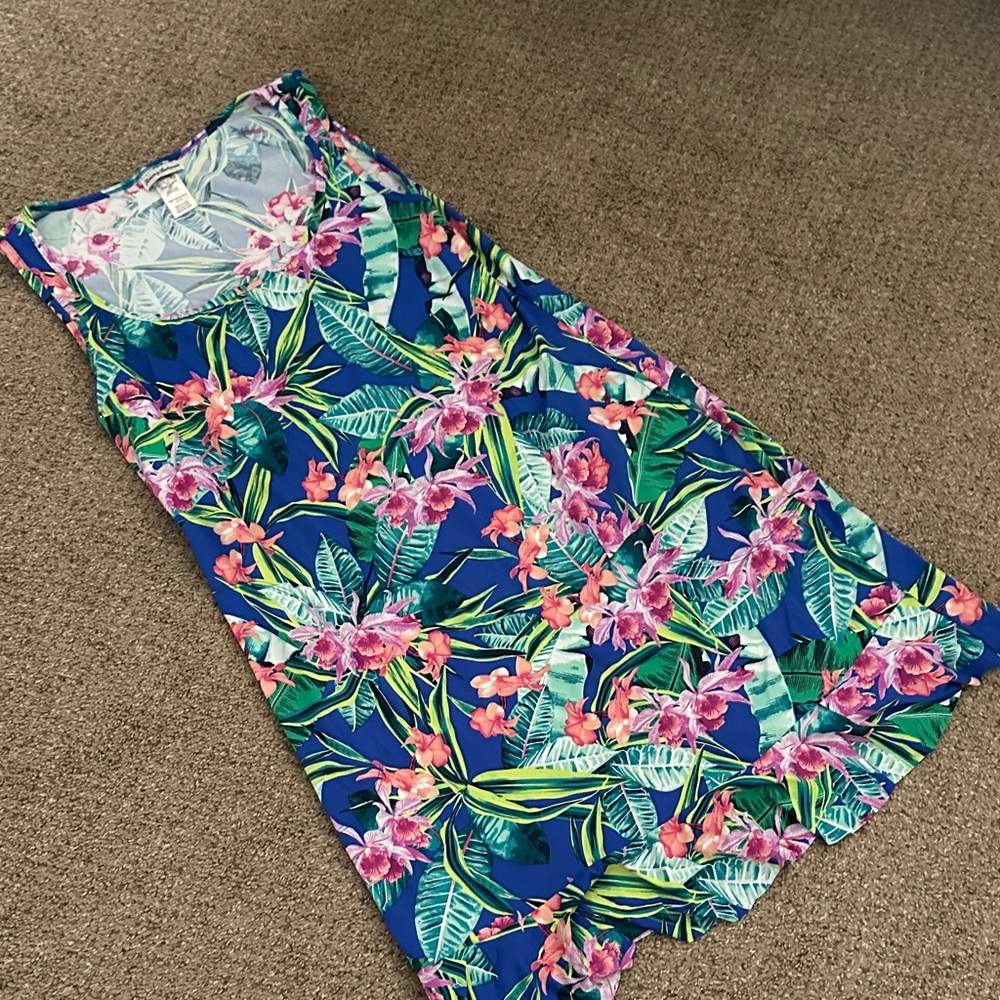 Tommy Bahama Blue Tropical Floral Tank Dress